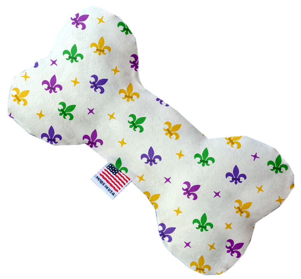 Confetti Fleur de Lis Mardi Gras 8 inch Canvas Bone Dog Toy